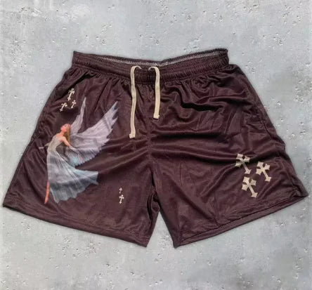 Y2K Heavenly Cross Gym Shorts