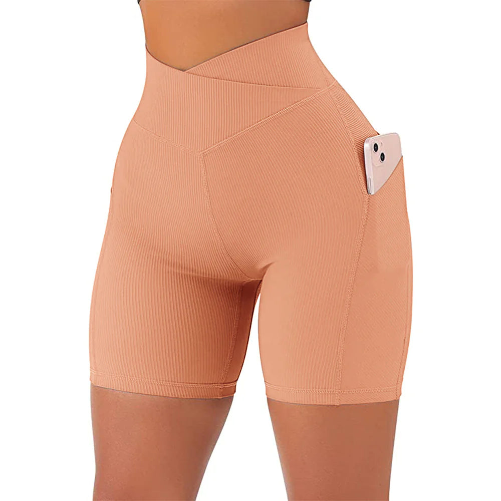 High Waist Women's Fitness Shorts with Pockets
