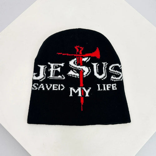 Hip Hop Letter Funny Wool Knitted Hats Warm American Style Autumn and