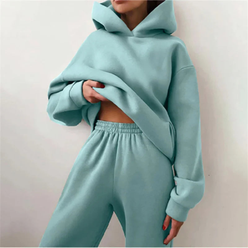 Women's Tracksuit Suit Autumn Fashion Warm Hoodie Sweatshirts Two