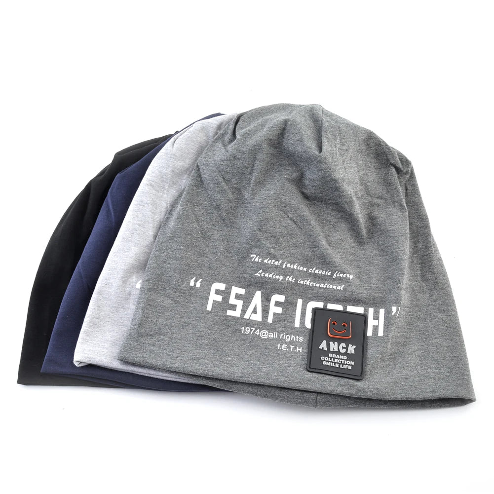 Men's Beanie Hats Autumn Outdoor Thin Casual Skullies Beanies Printing