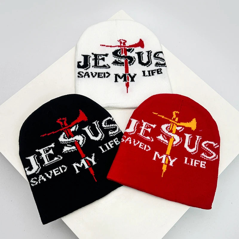 Hip Hop Letter Funny Wool Knitted Hats Warm American Style Autumn and