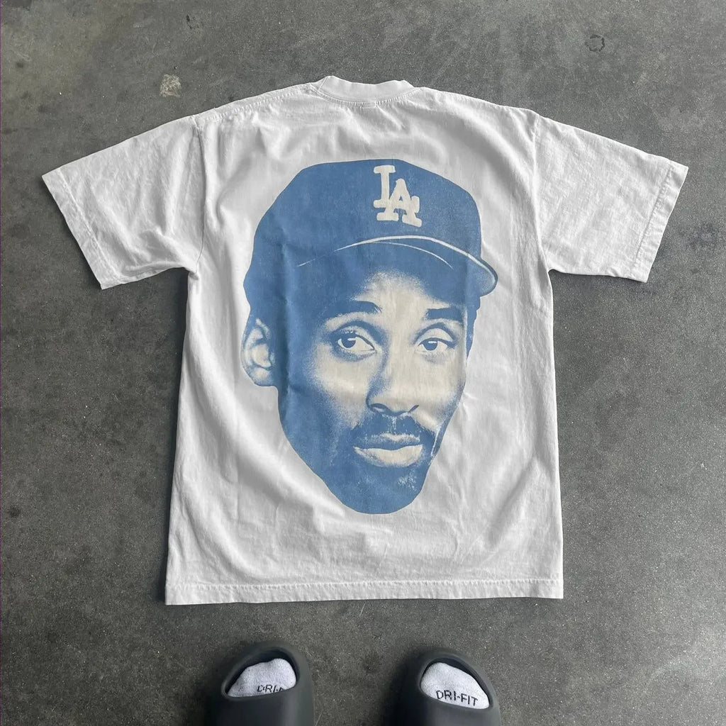 Basketball 8 Print 100% Cotton Casual T-Shirt Men Y2K Summer Short