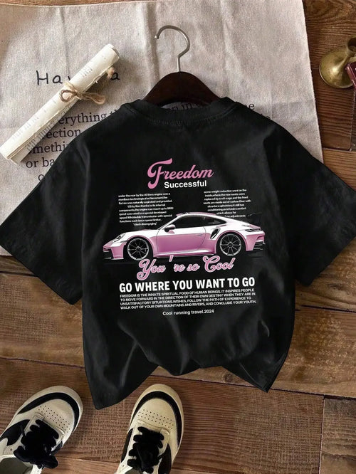 Car Print Tshirt Theme Casual Streetwear Unisex Women Men High Quality
