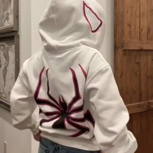 Full Zip Up Spider Hoodie Women Men Streetwear Harajuku Graphic