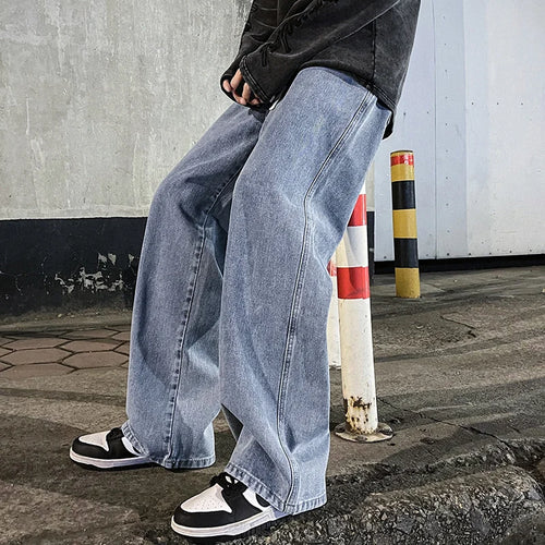 2024 New Streetwear Loose Jeans Men Korean Style Fashion Loose